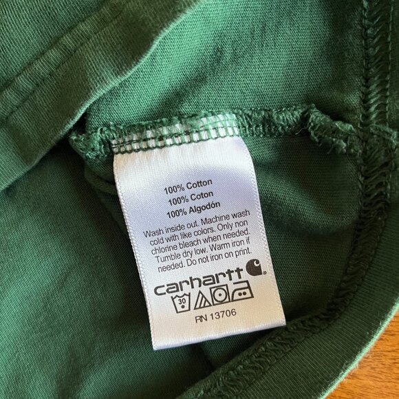 Carhartt forest green hooded logo shirt S 8-10 - Picture 5 of 6